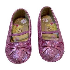 Disney Princess Pink Glitter Sparkle Shoes Sz 7.5‎ Toddler Girls